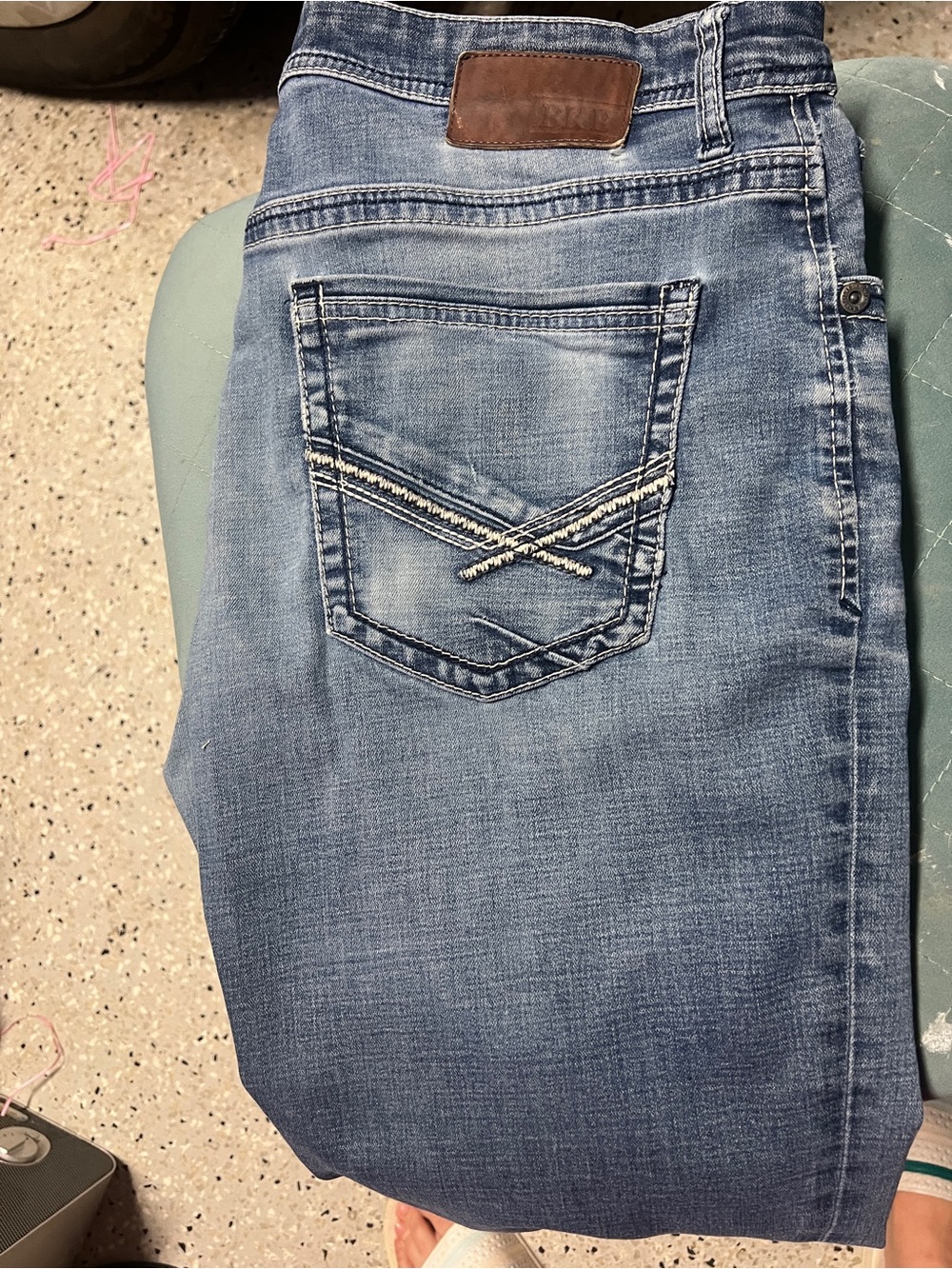 Men’s Light Blue Washed Denim Jeans - Classic Pocket Stitch